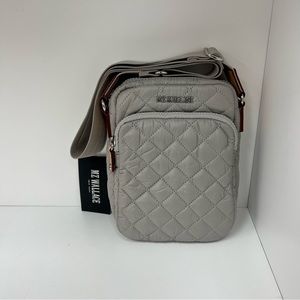 MZ WALLACE Metro Micro Nylon Crossbody in Pewter/Silver